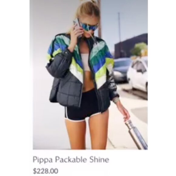 Free People Pippa Packable Puffer Jacket in Camper Stripes Black Combo - Picture 3 of 14